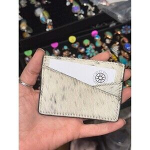Myra Women's Cream and Brown Cowhide Card Holder